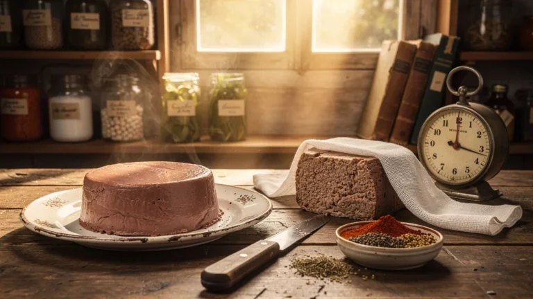 Préparation chronométrée du pâté de foie avec et sans étamine en cuisine rustique lumineuse