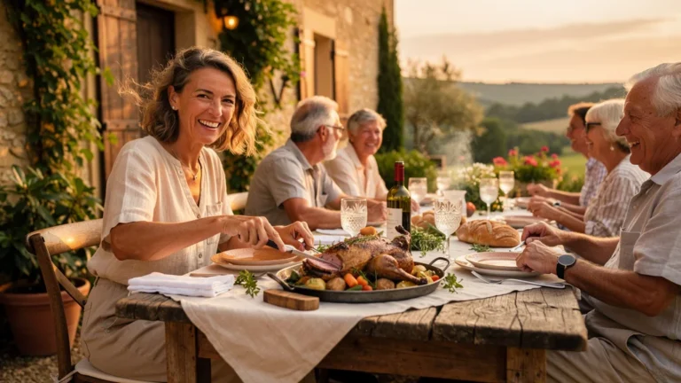 Table d'hôtes à Saint-Léon-sur-Vézère avec repas à base d'oie, ambiance conviviale et décor champêtre authentique