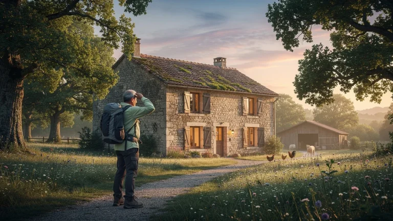 Gîte-ferme rustique près de Salignac au petit matin, ambiance campagnarde et bruit matinal dérangeant