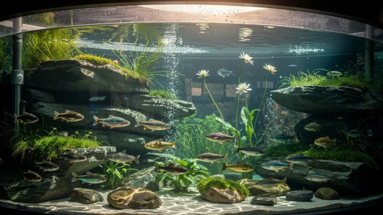 Aquarium Perigord Noir en eau claire avec poissons locaux après 30 jours de test de performance